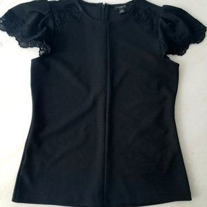 Ann Taylor Black Short Sleeve Blouse Size XXS Petite